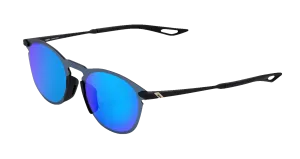 100% Legere Sunglasses - Round - Soft Tact Black - Blue Mirror 60019-00002