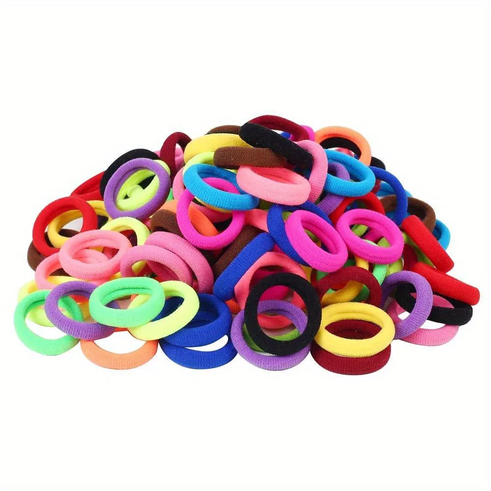 100Pack Multicolor Terry Cloth Hair Ties for Girls Elastic Ponytail Holders