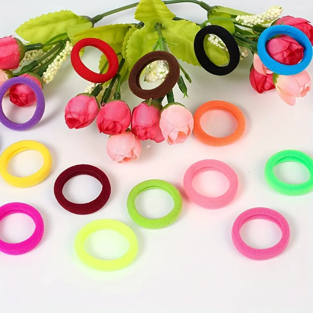 100Pack Multicolor Terry Cloth Hair Ties for Girls Elastic Ponytail Holders