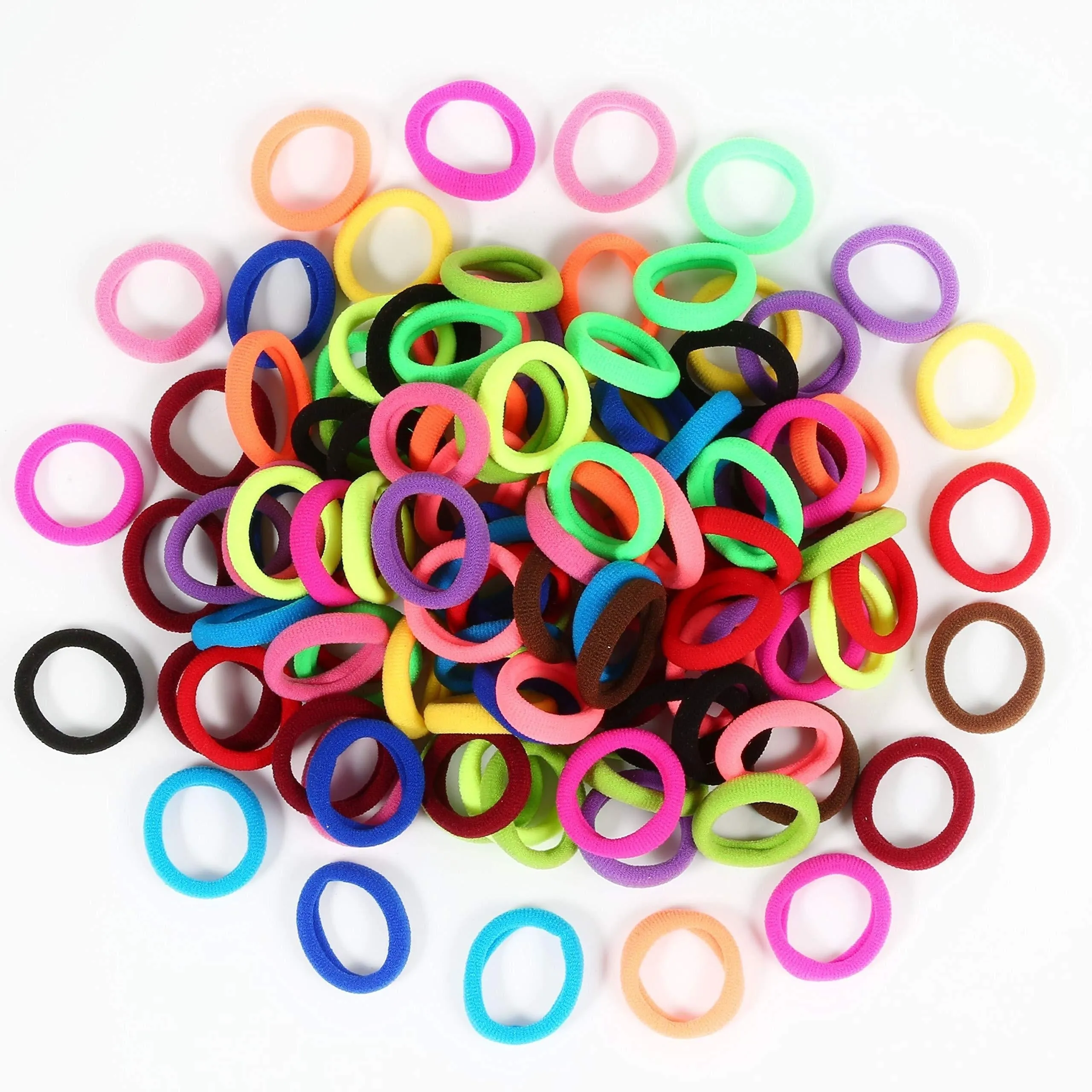 100Pack Multicolor Terry Cloth Hair Ties for Girls Elastic Ponytail Holders
