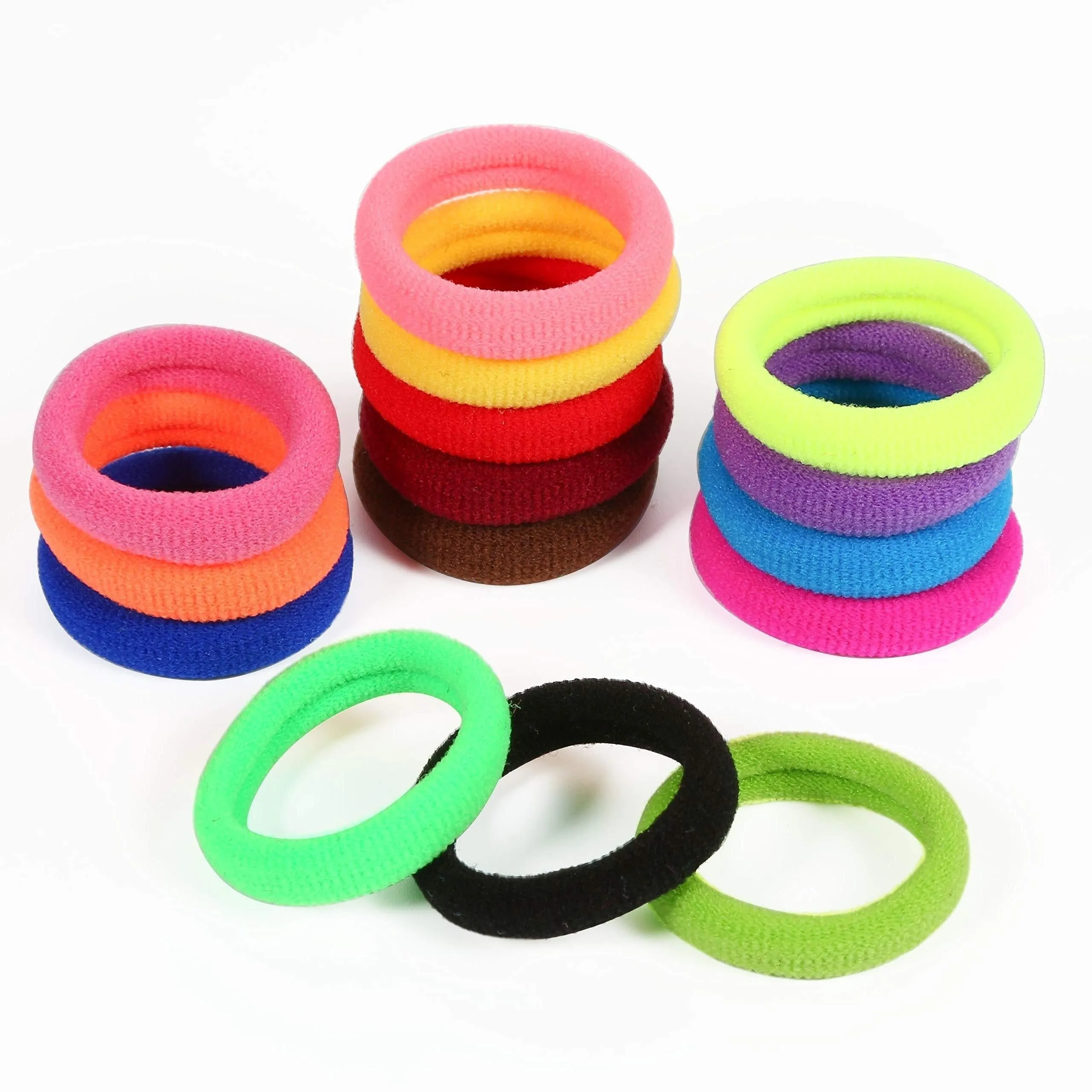 100Pack Multicolor Terry Cloth Hair Ties for Girls Elastic Ponytail Holders