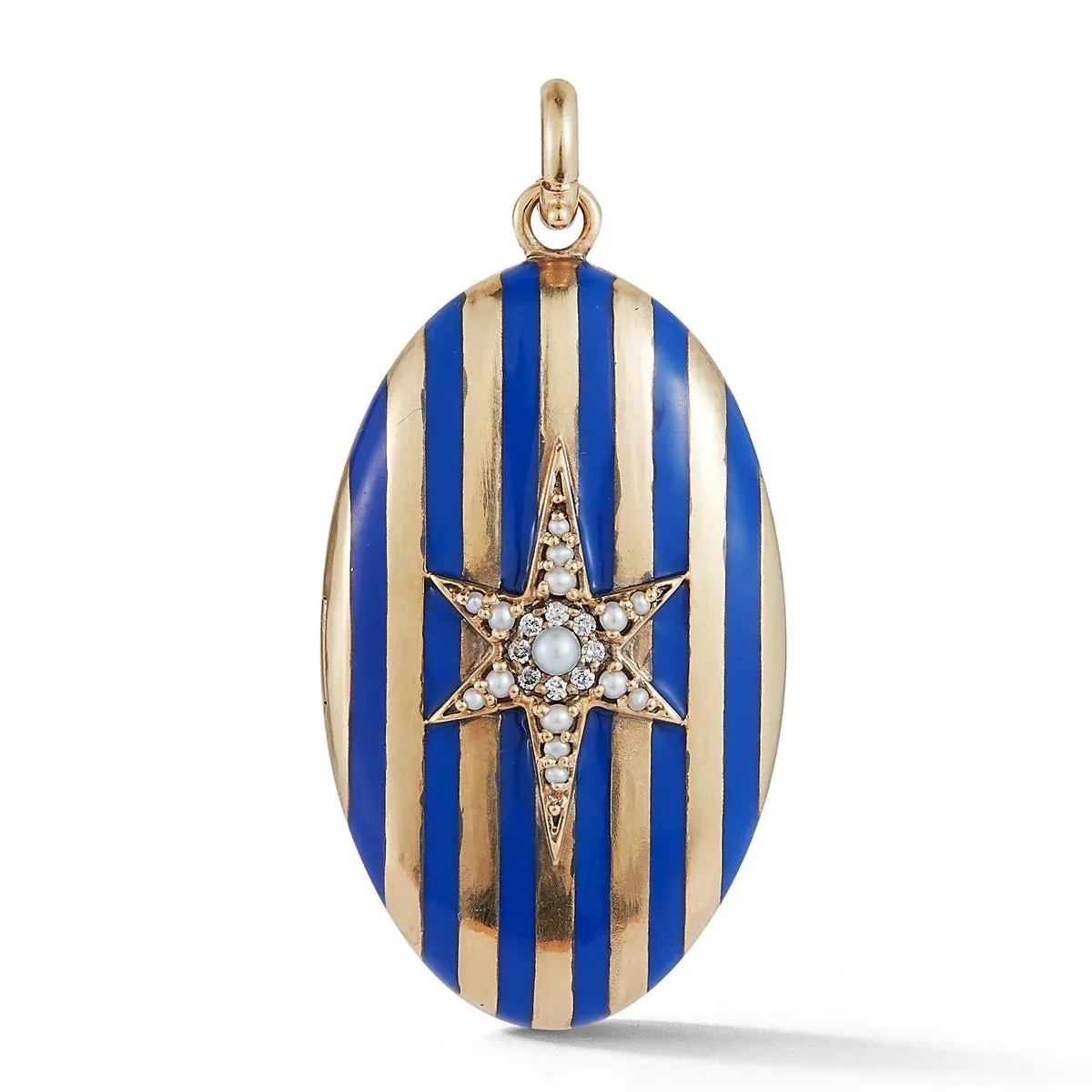 14KY Gemstone & Blue Enamel Lillian Locket