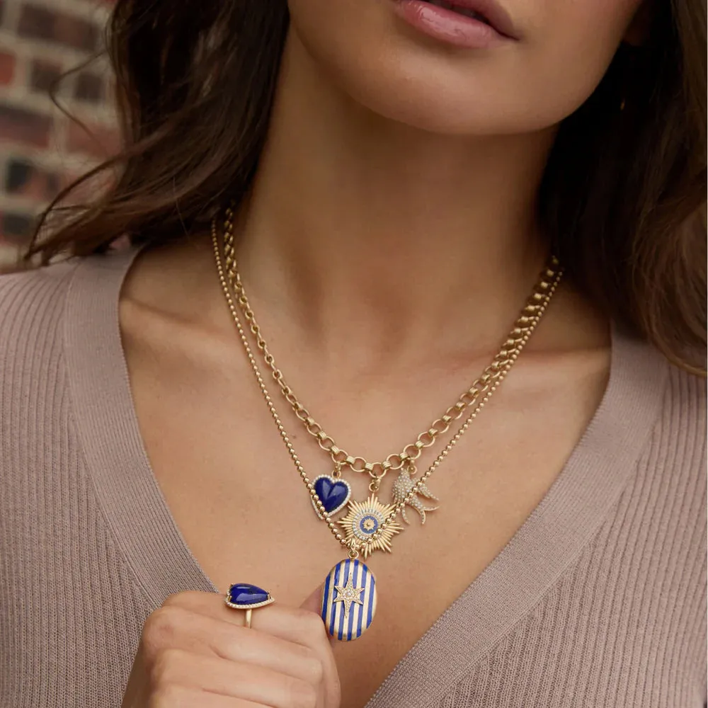14KY Gemstone & Blue Enamel Lillian Locket