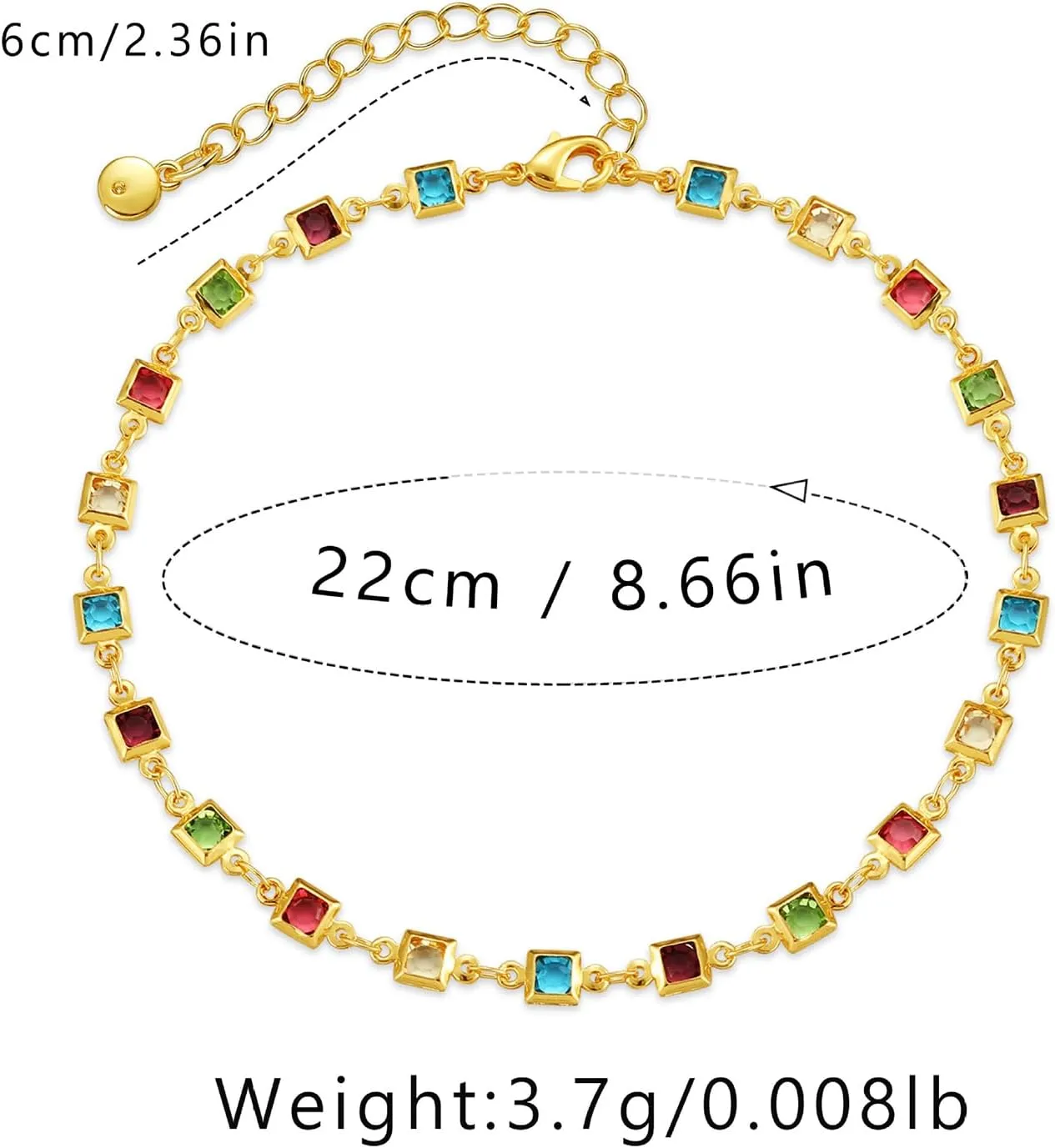 18K Gold Beaded Ankle Bracelets For Women Multi Color Gold Plated Charm Anklets Beaded Bracelets Gift