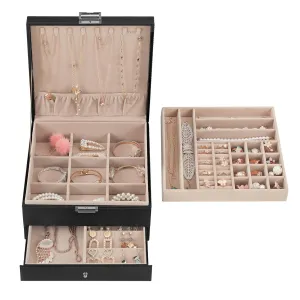 3 Layers Jewelry Organizer with Removable Tray
