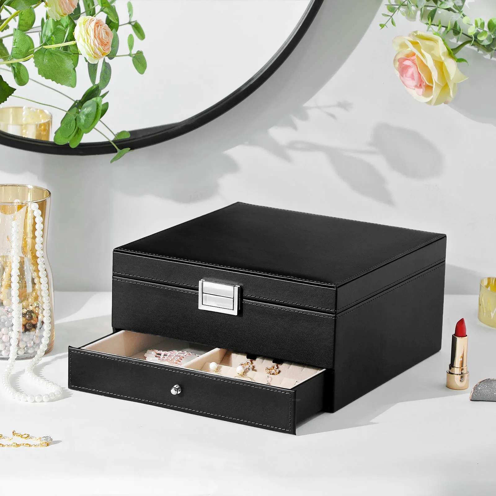 3 Layers Jewelry Organizer with Removable Tray