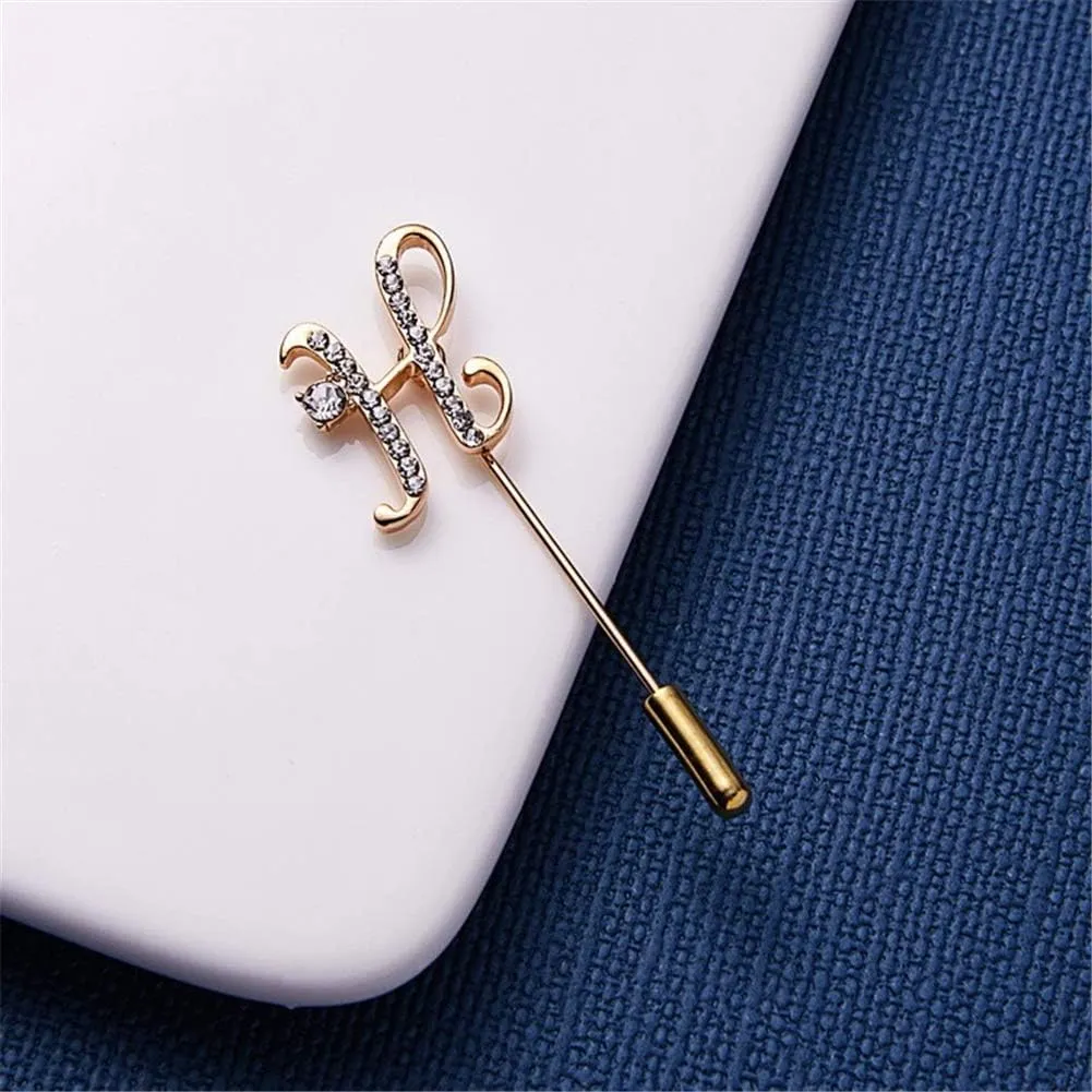 A to Z Initial 26 English Letters Brooch Pin, AILUOR Silver Plated Metal Clear AAA  Crystal Suit Lapel Pin Brooches Collar Custom Monogram Letter Pins Jewelry Unisex