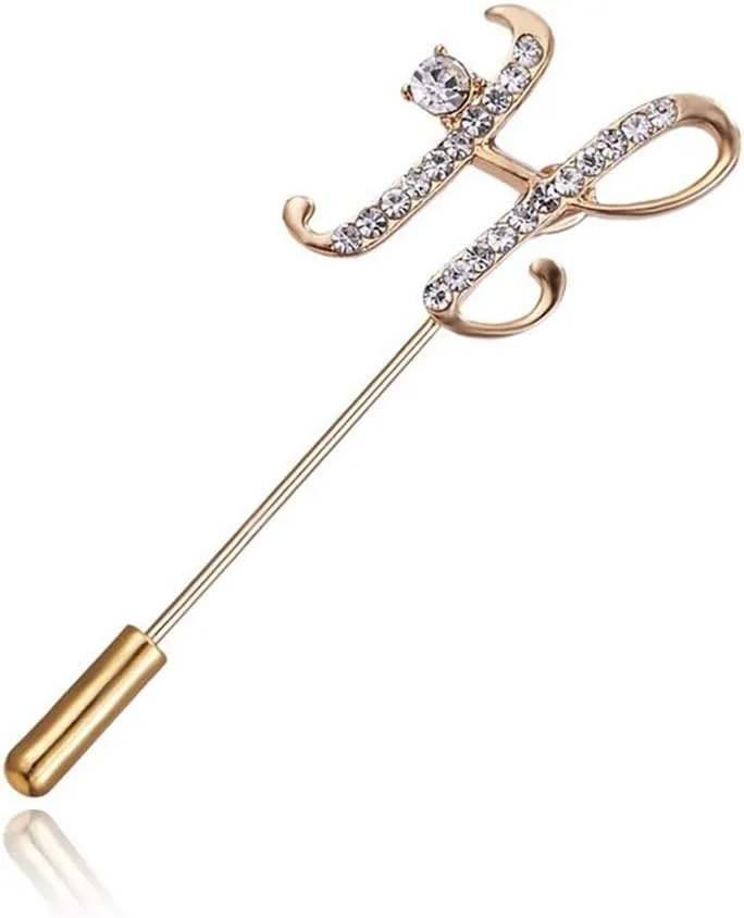 A to Z Initial 26 English Letters Brooch Pin, AILUOR Silver Plated Metal Clear AAA  Crystal Suit Lapel Pin Brooches Collar Custom Monogram Letter Pins Jewelry Unisex