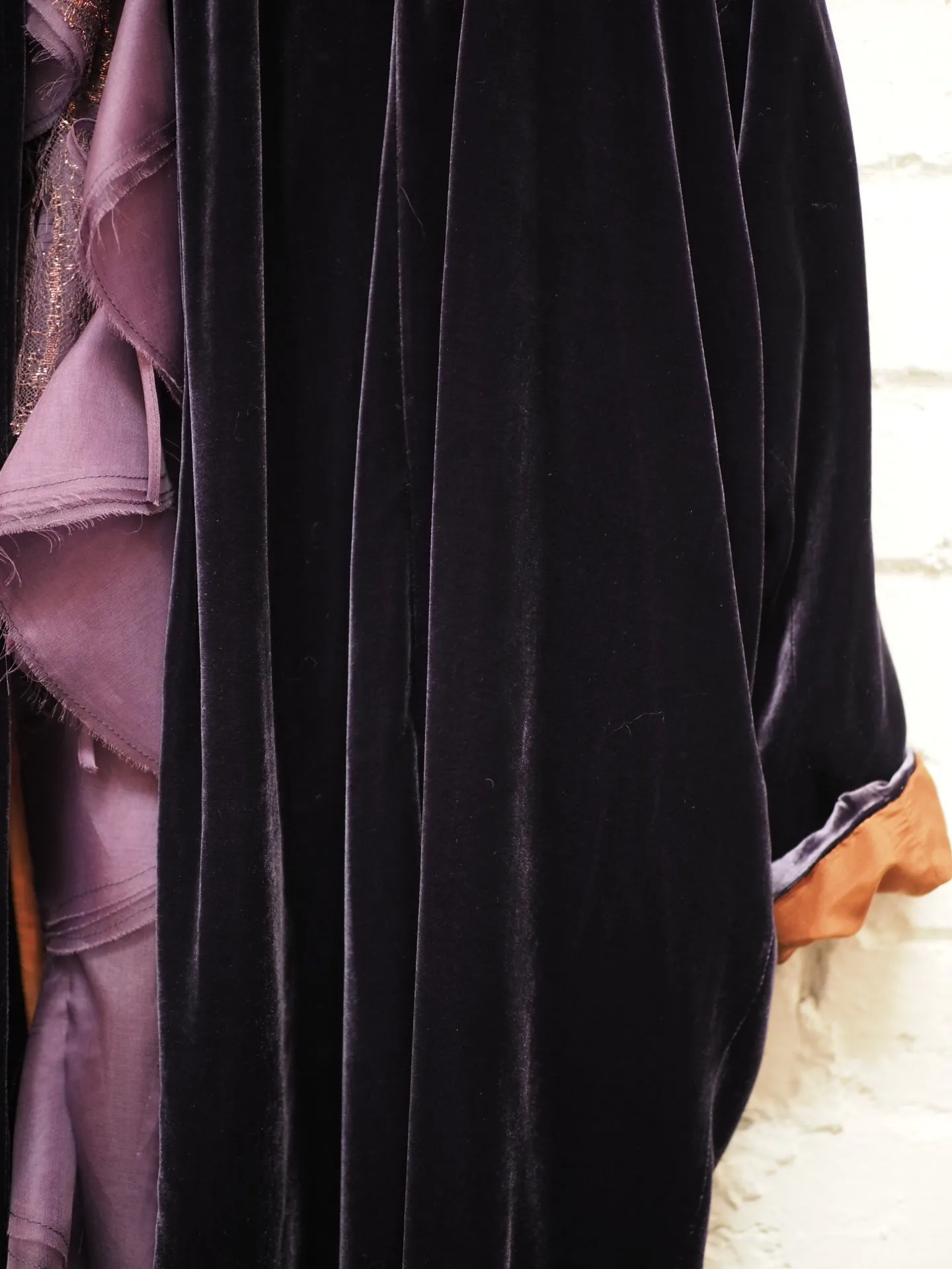 Amano Silk velvet cocoon coat - Midnight Blue