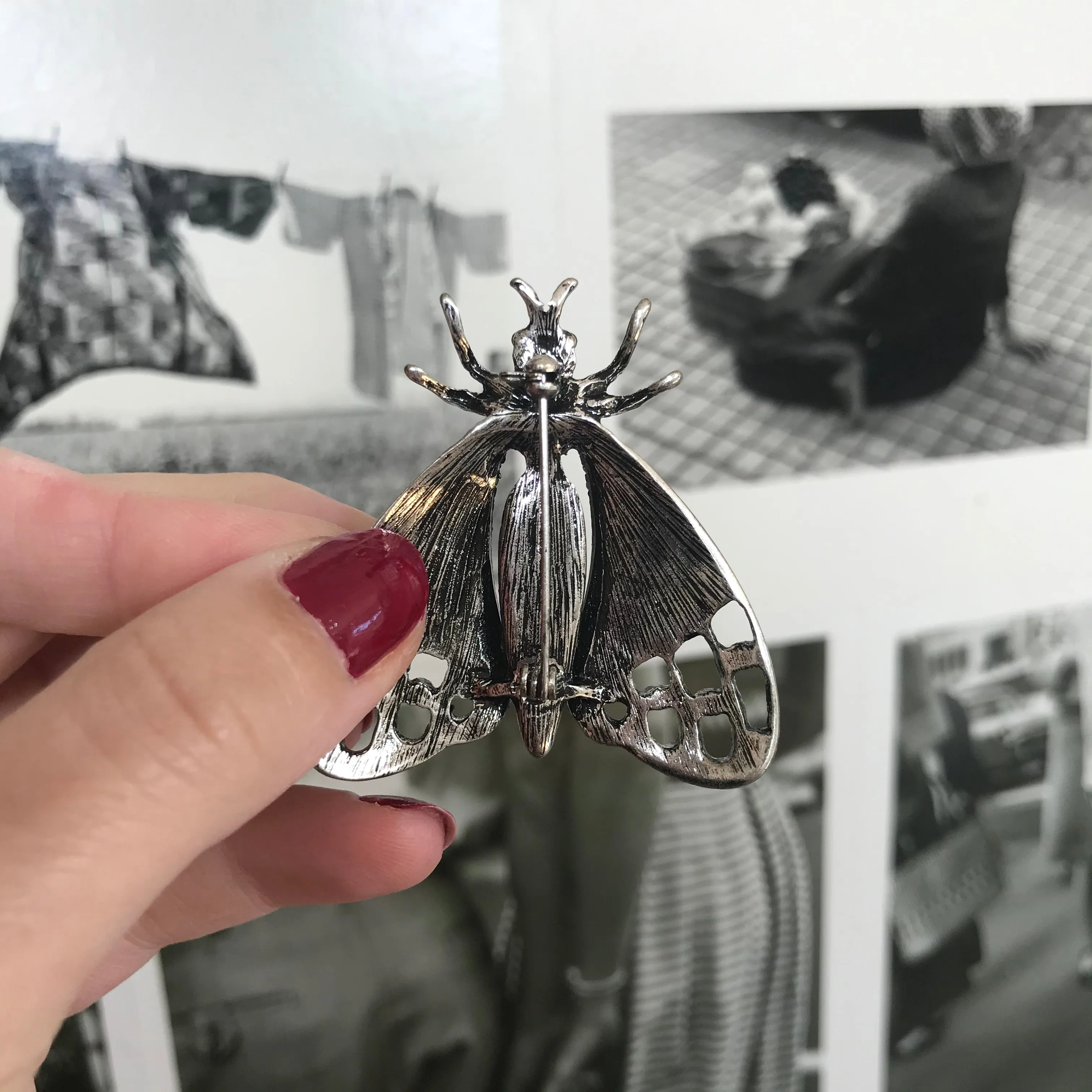 Andrea Bee Brooch Grey and Navy