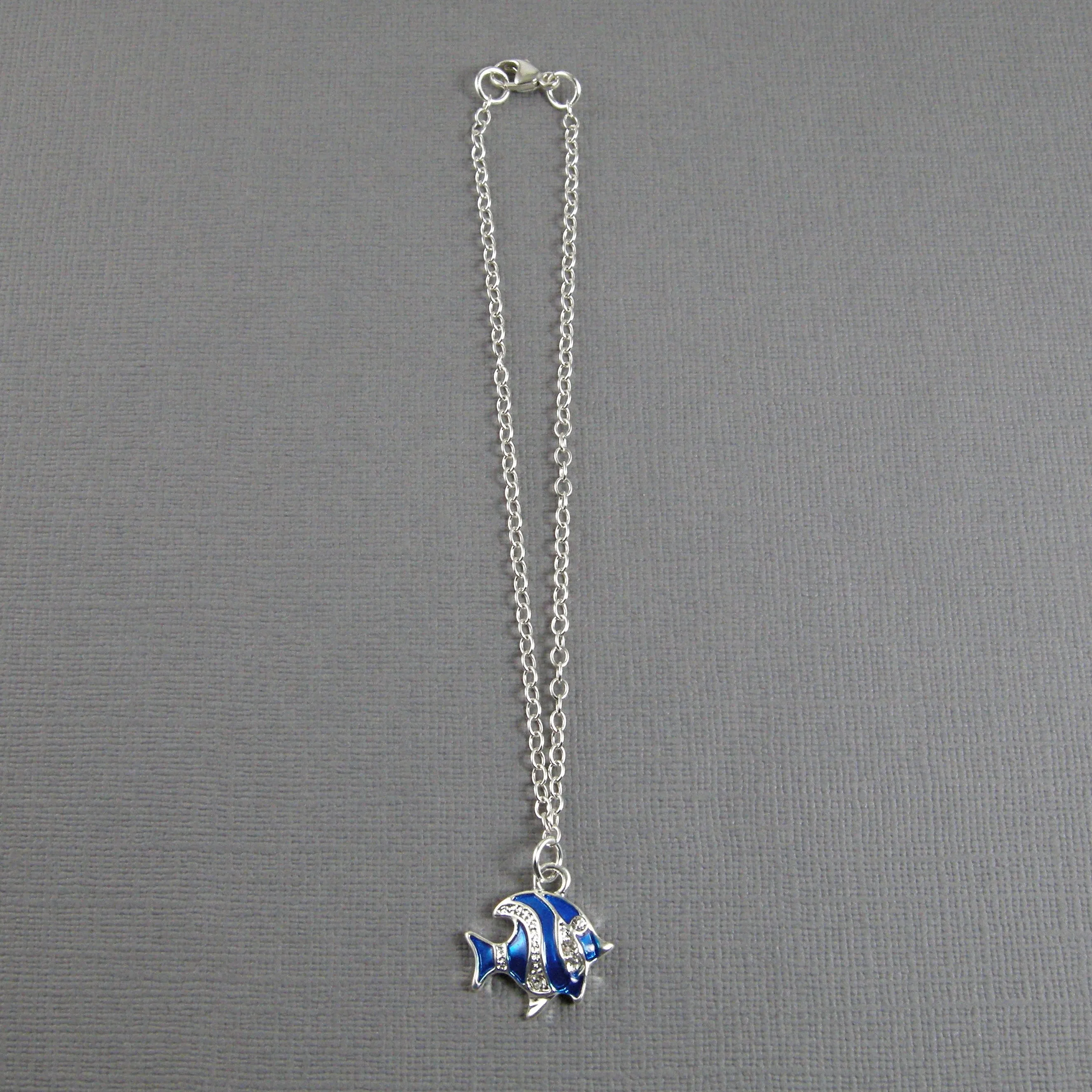 Angel Fish Anklet, Fish Ankle Bracelet, Blue Fish Anklet