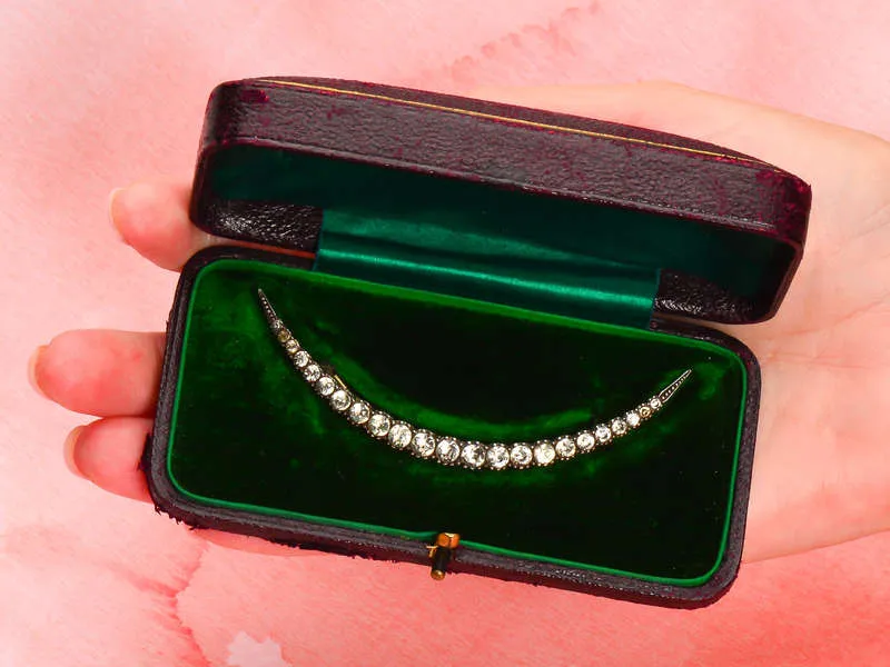 Antique Paste Crescent Moon in Original Box