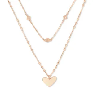Ari Heart Rose Gold Metal Multi Strand Necklace by Kendra Scott