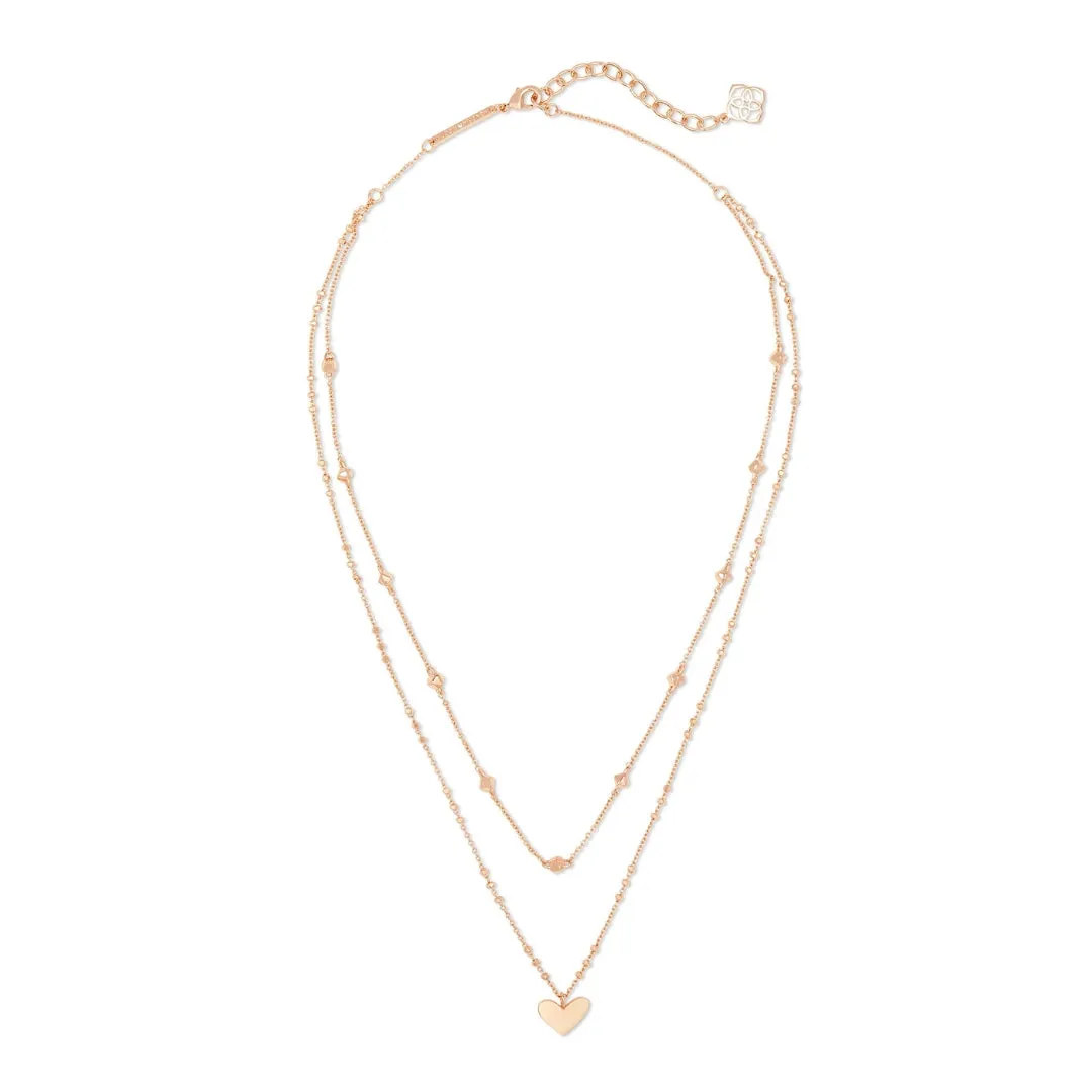 Ari Heart Rose Gold Metal Multi Strand Necklace by Kendra Scott