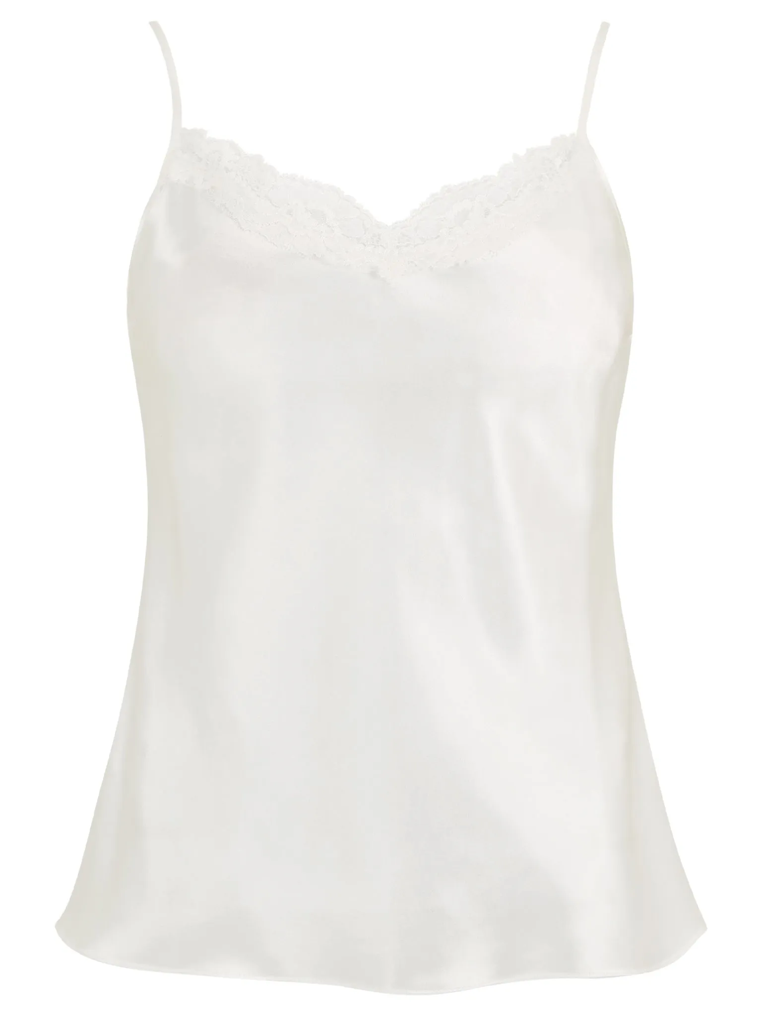 Audrey Silk Bias Cut Camisole with Lace Trim