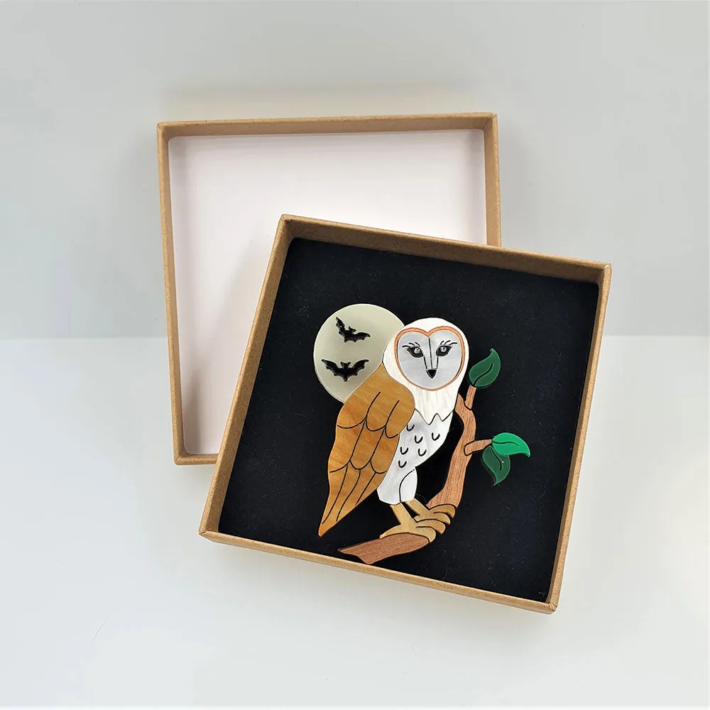 Barn Owl Brooch by Cherryloco