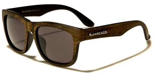 Biohazard Wooden Look Retro 80's Sunglasses