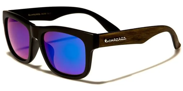 Biohazard Wooden Look Retro 80's Sunglasses