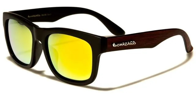 Biohazard Wooden Look Retro 80's Sunglasses