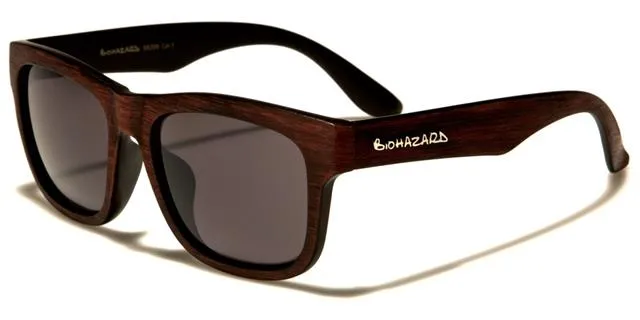 Biohazard Wooden Look Retro 80's Sunglasses