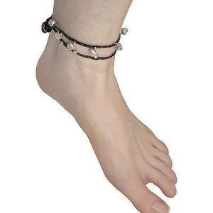Black Ankle Bracelet Foot Anklet Chain Silver Bells Mens Ladies Feet Jewellery