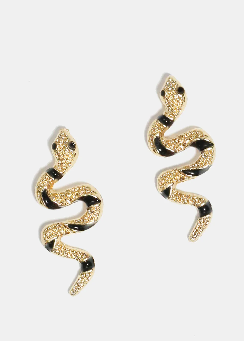 Black Swirl Snake Stud Earrings