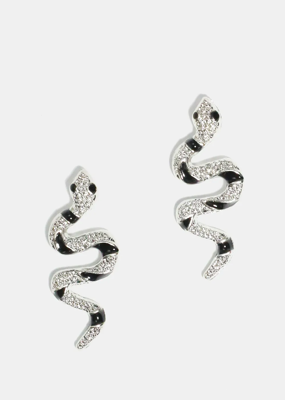 Black Swirl Snake Stud Earrings