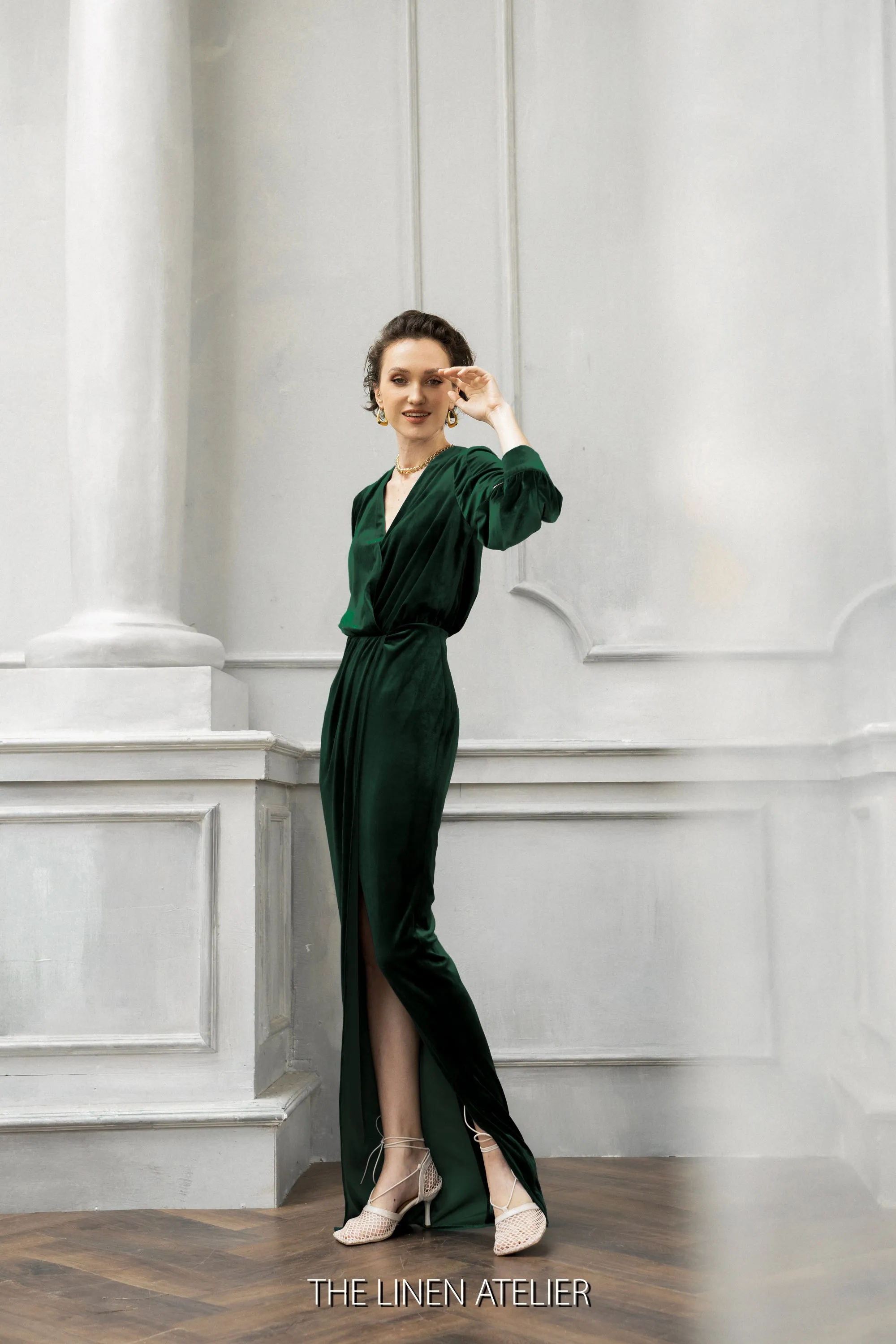 CARA Emerald Green Velvet Wedding Dress