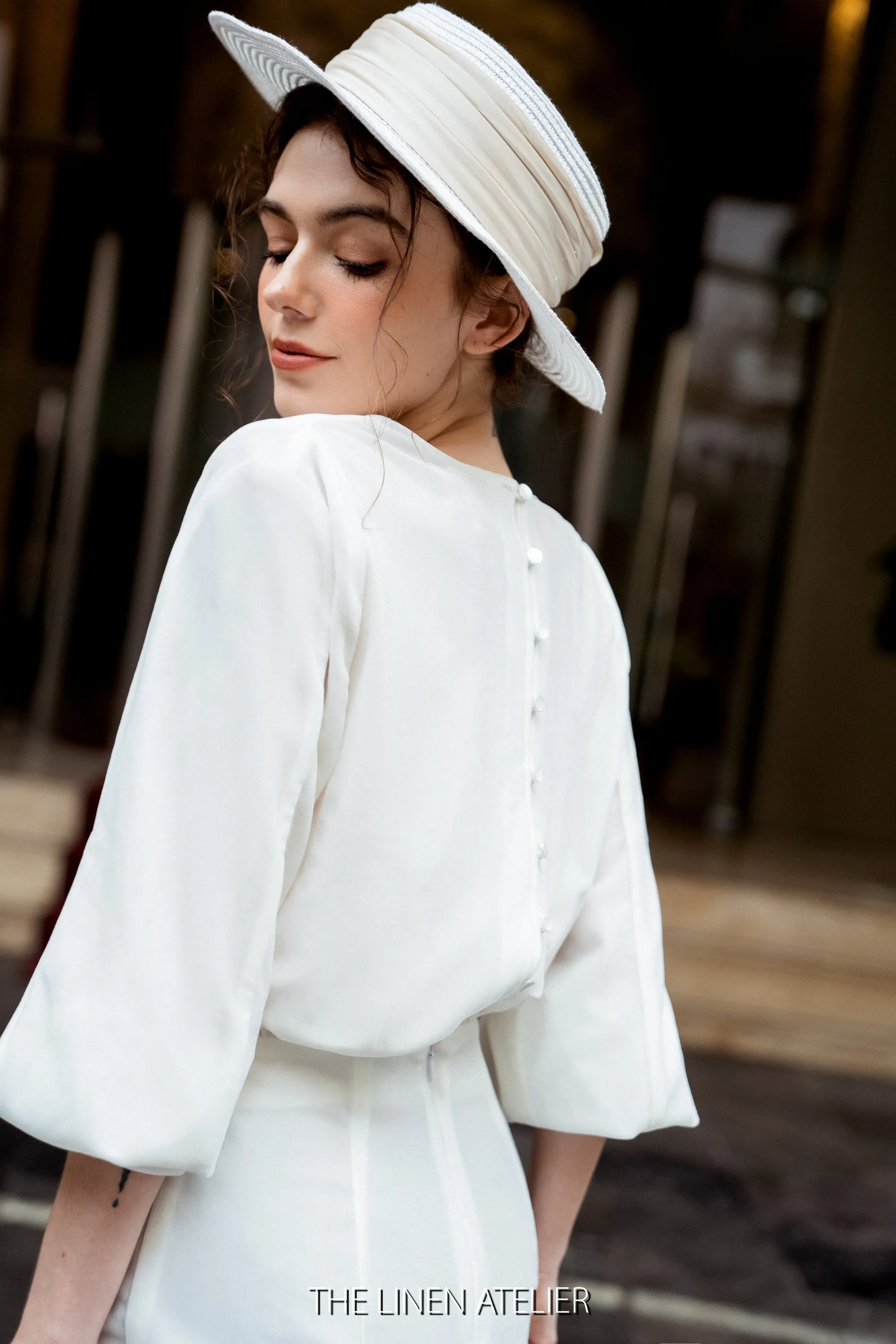 CARA Velvet Wedding Dress Off White