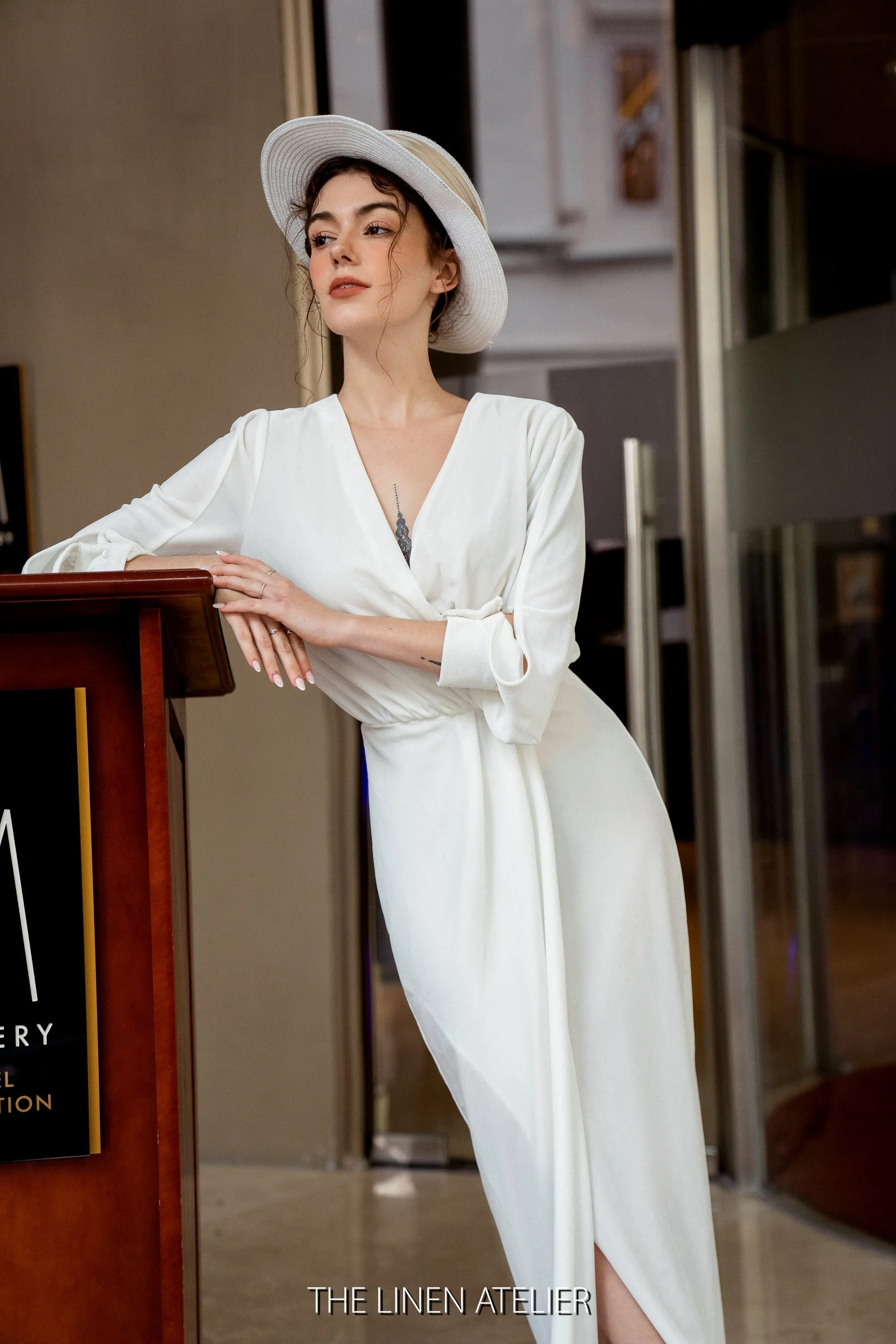 CARA Velvet Wedding Dress Off White