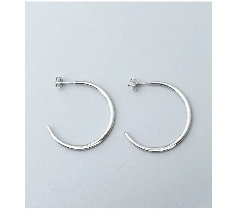 Chic Geometric Semi-Circular Earrings in Titanium Steel with 18K Gold Plating