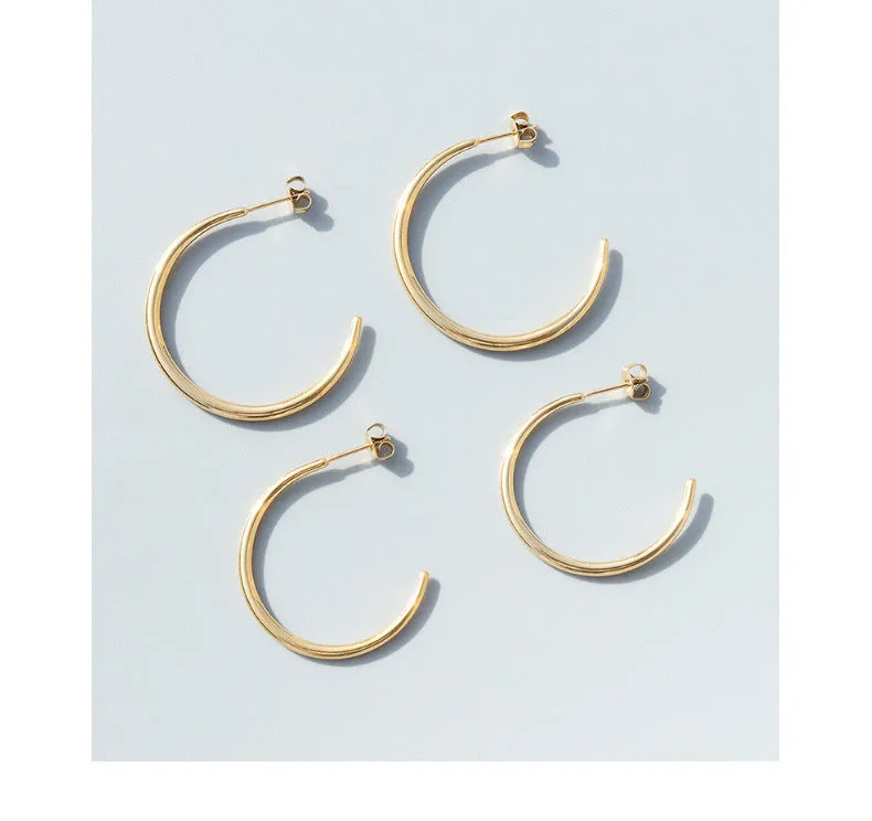 Chic Geometric Semi-Circular Earrings in Titanium Steel with 18K Gold Plating