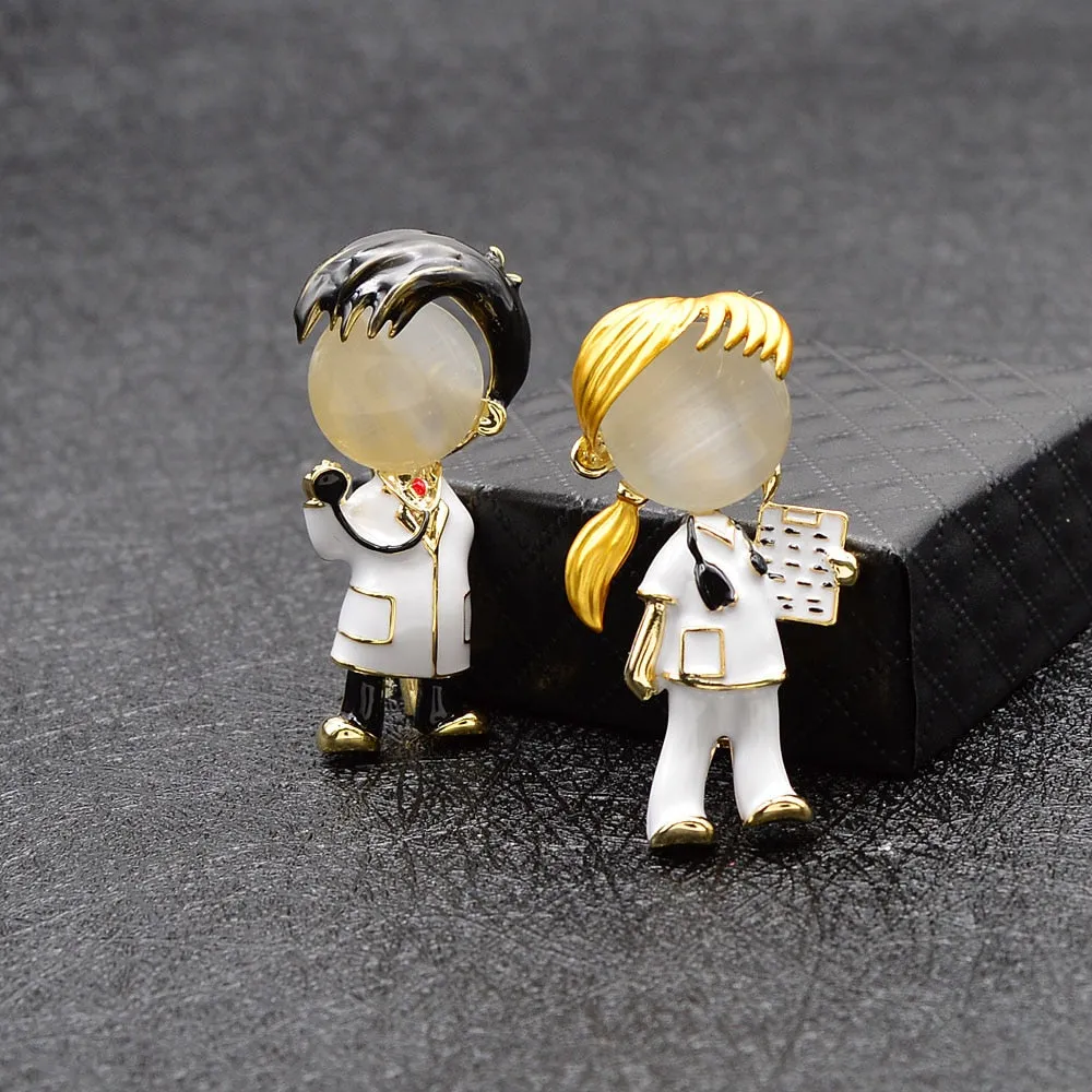 CINDY XIANG Opal Enamel Doctor Boys And Girls Brooches Medical Brooch Pin Nurse Fashion Jewelry 2 Style Available Gift