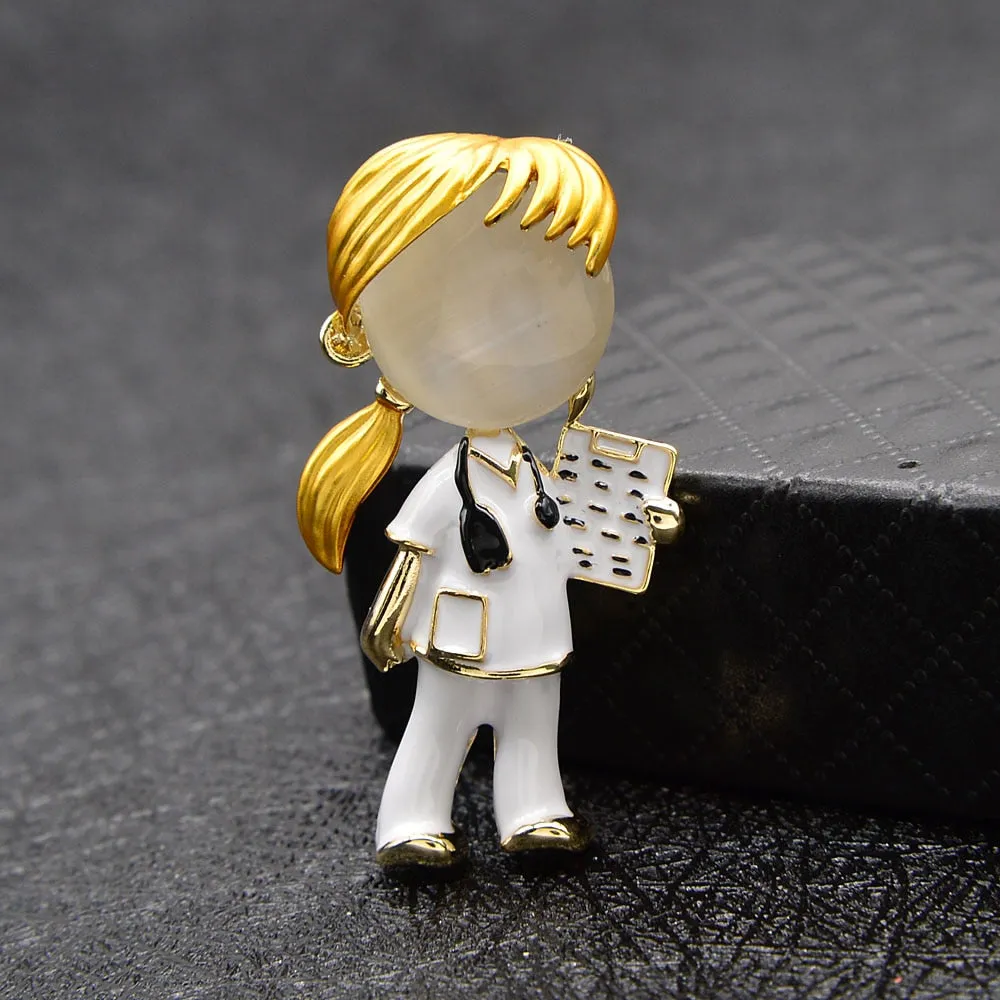 CINDY XIANG Opal Enamel Doctor Boys And Girls Brooches Medical Brooch Pin Nurse Fashion Jewelry 2 Style Available Gift