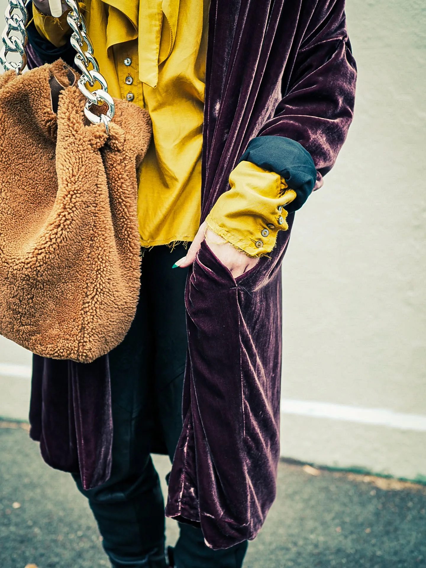 Cocoon coat (Silk velvet ) - Black