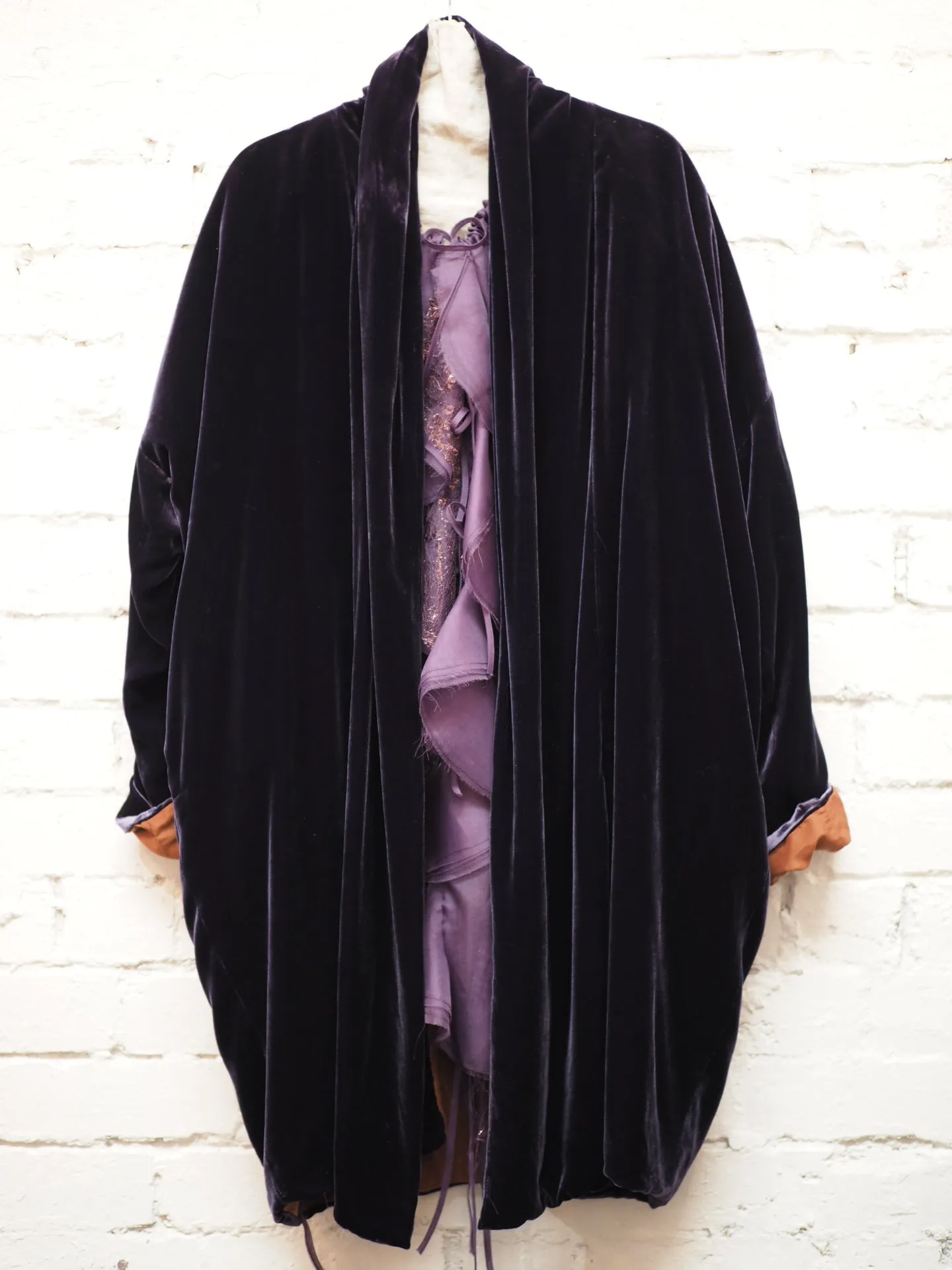 Cocoon coat (Silk velvet ) - Black