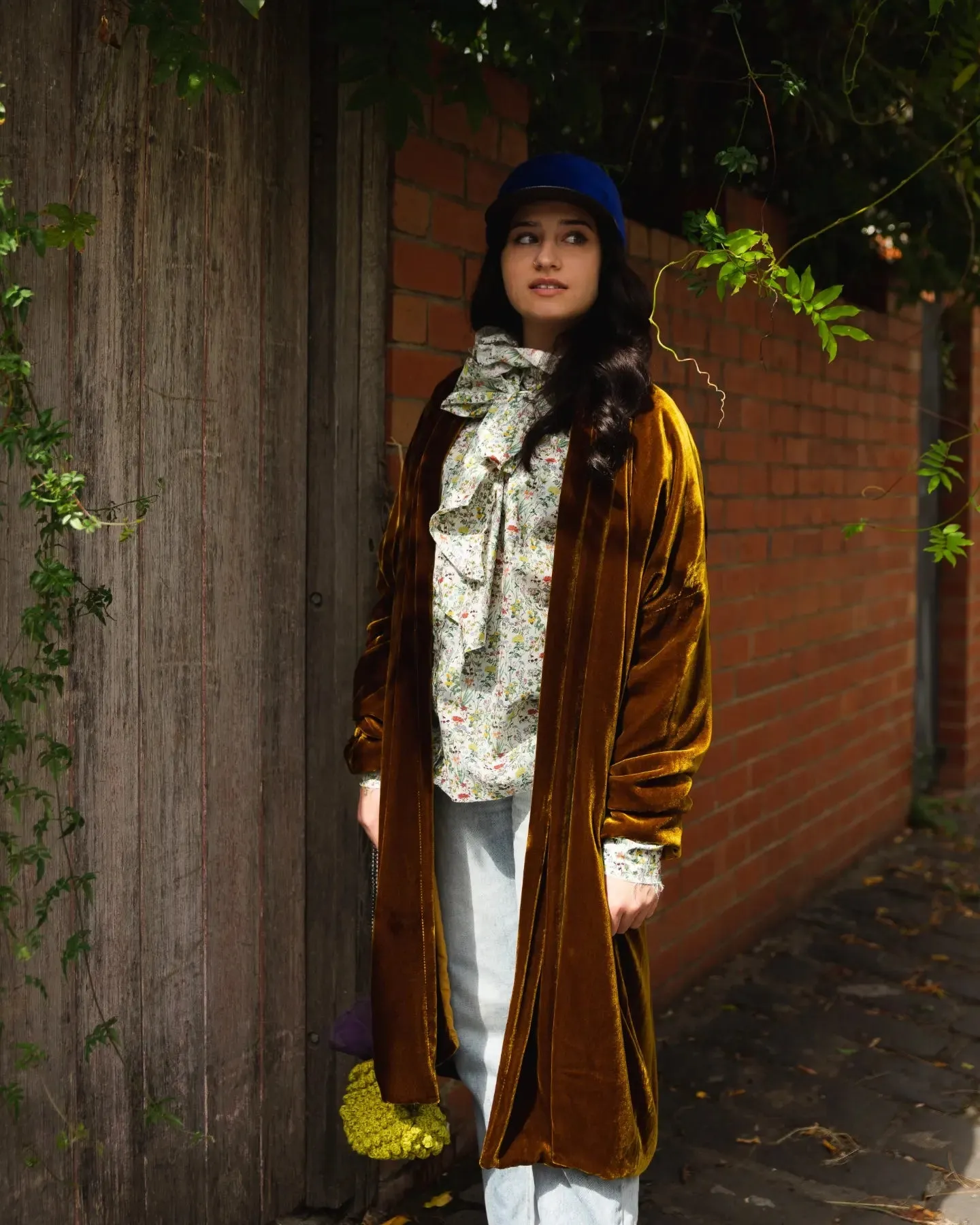 Cocoon coat (Silk velvet ) - Gold