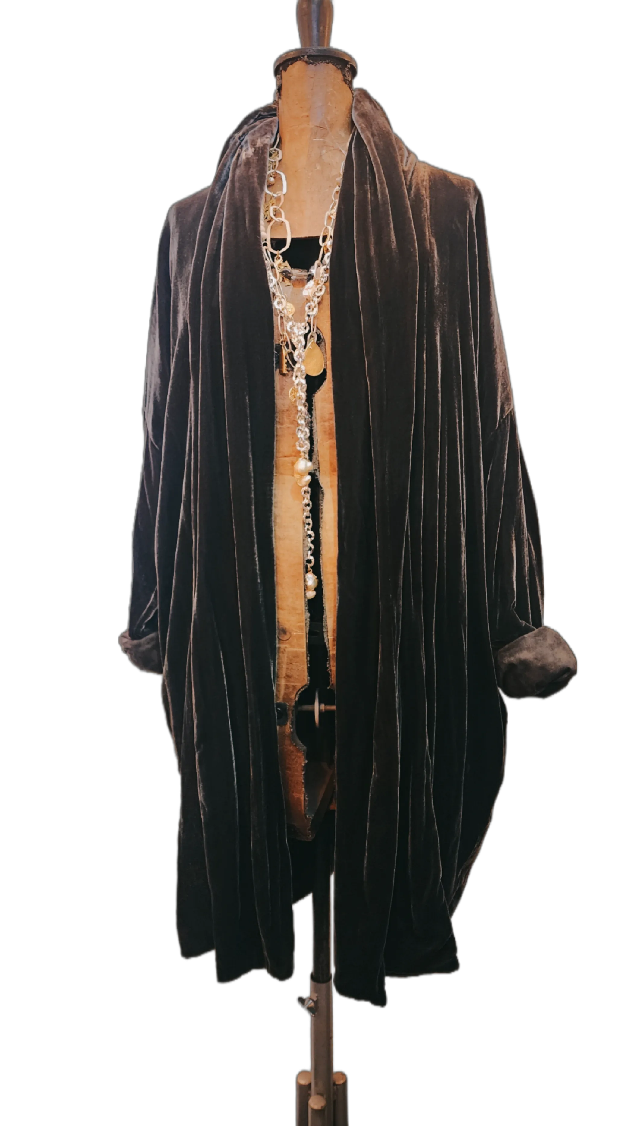 Cocoon coat (Silk velvet ) - Gold
