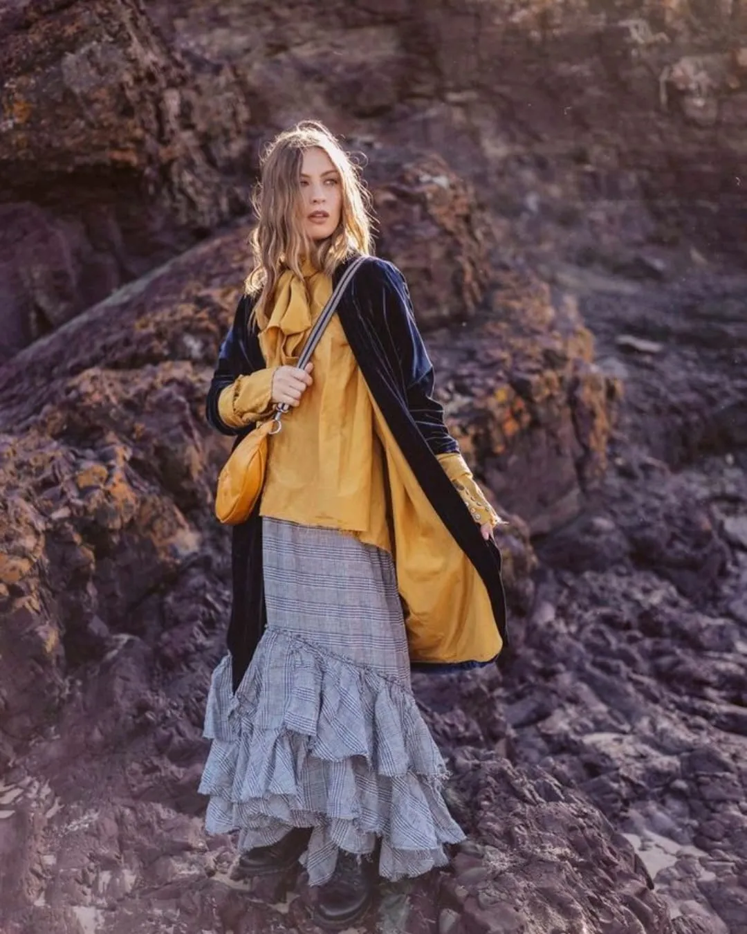 Cocoon coat (Silk velvet ) - Gold