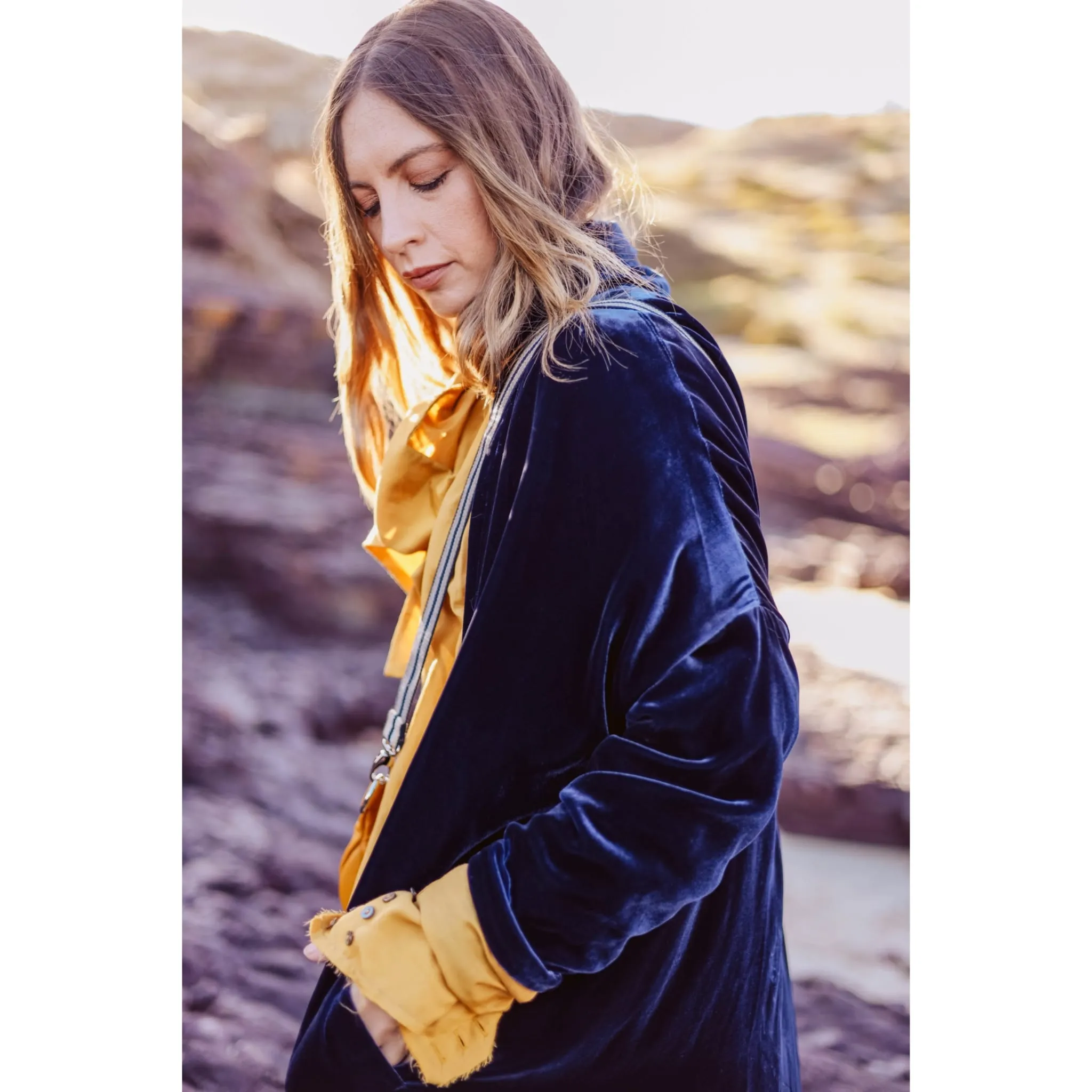 Cocoon coat (Silk velvet ) - Gold