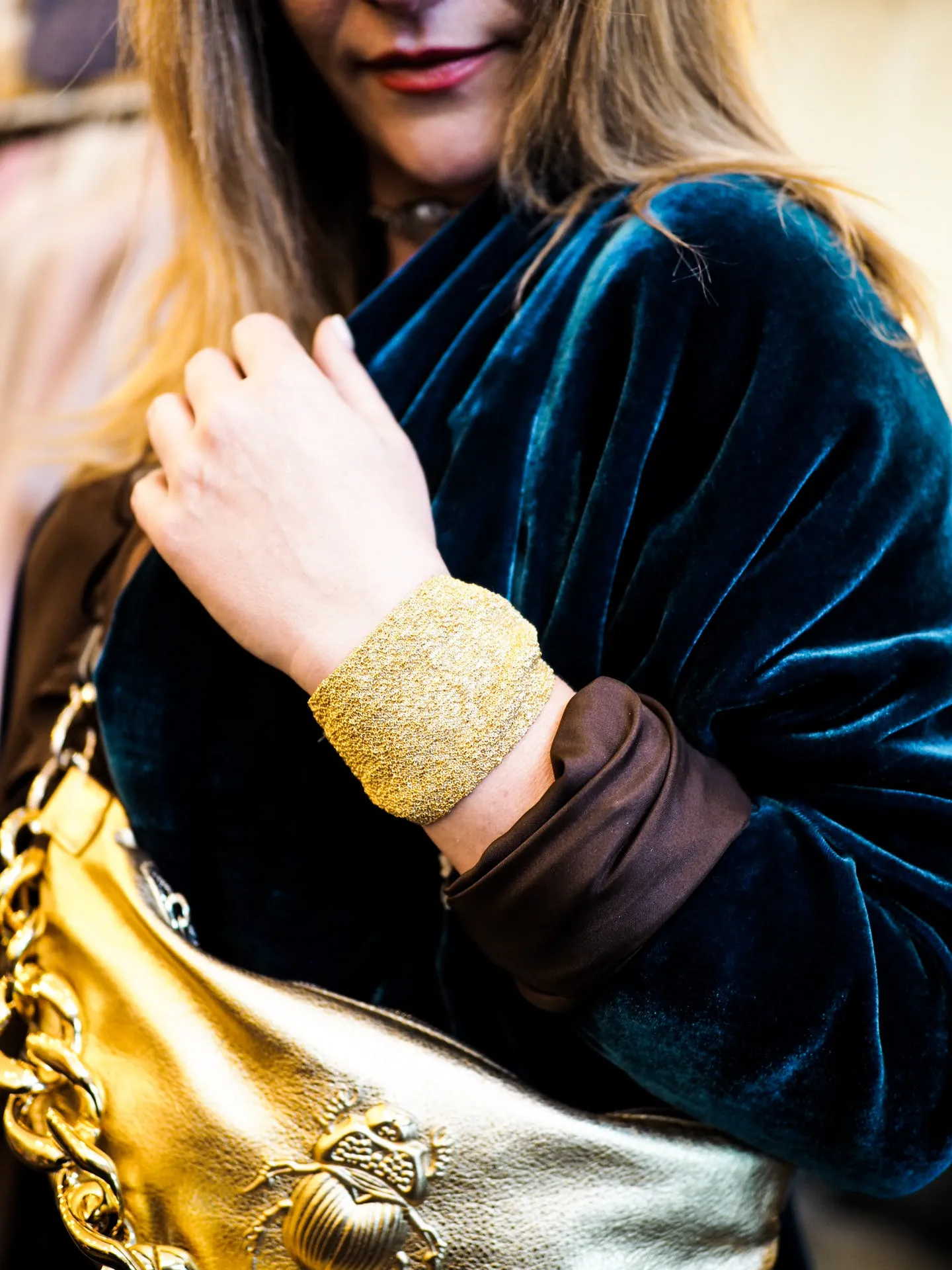 Cocoon coat (Silk velvet ) - Gold