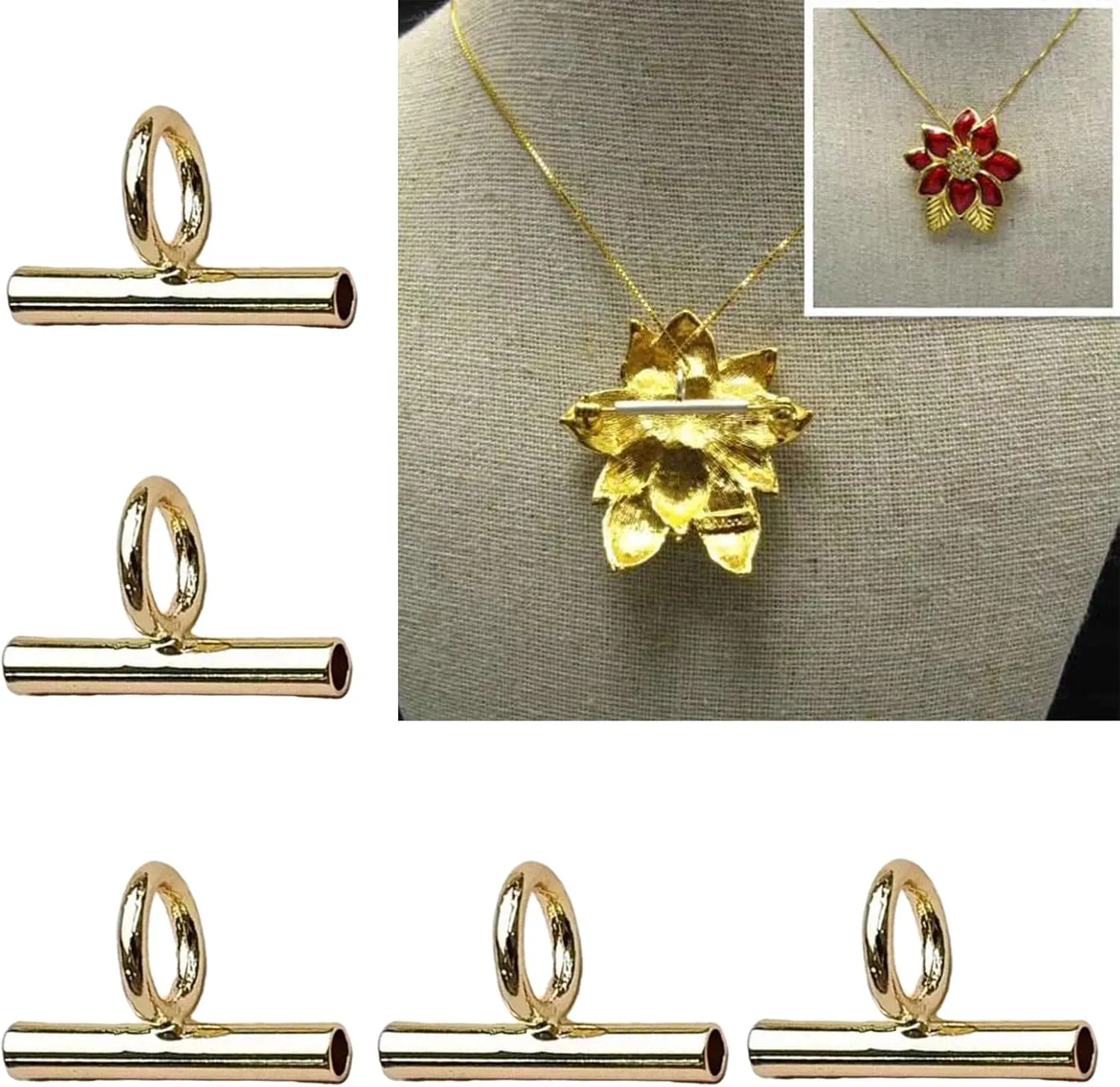 Convertible Necklace and Brooch Adapter Pin to Pendant Converters Jewelry Accessories Alloy for Brooch Necklace, 13MM, Silver