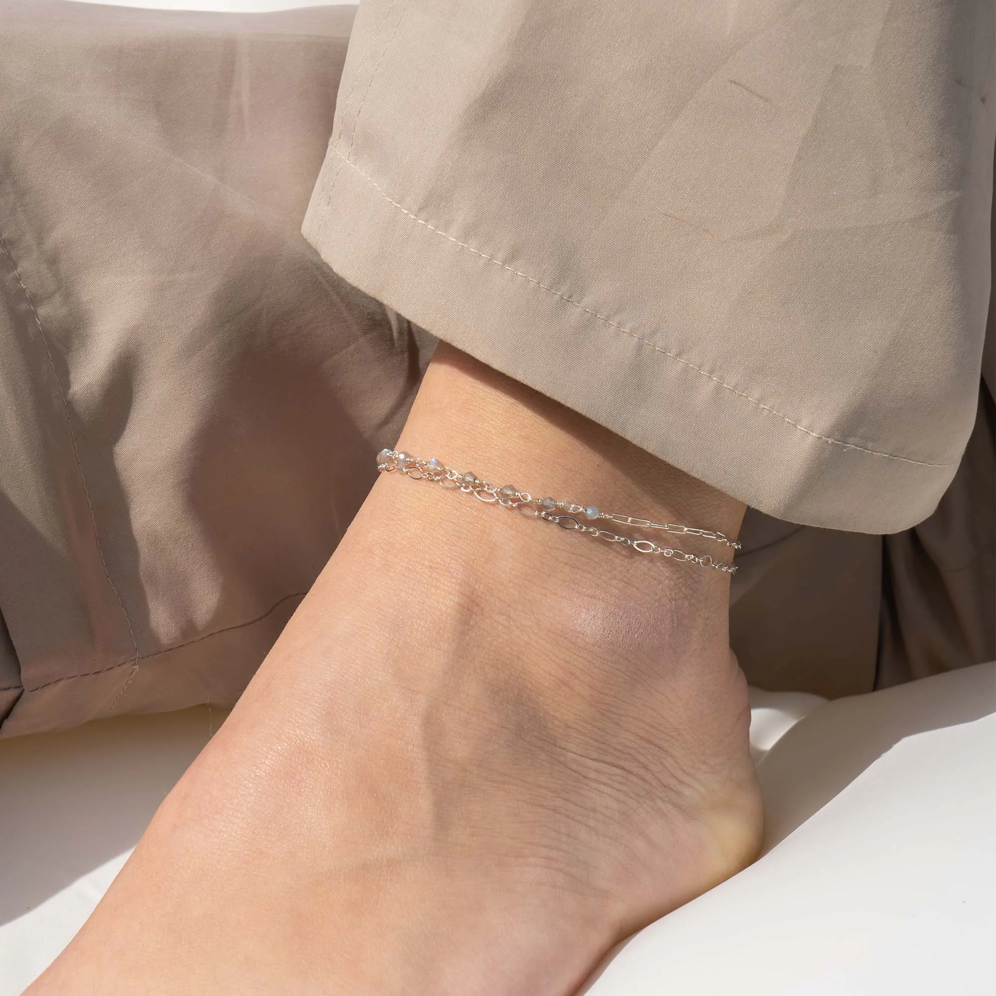 Coral anklet silver