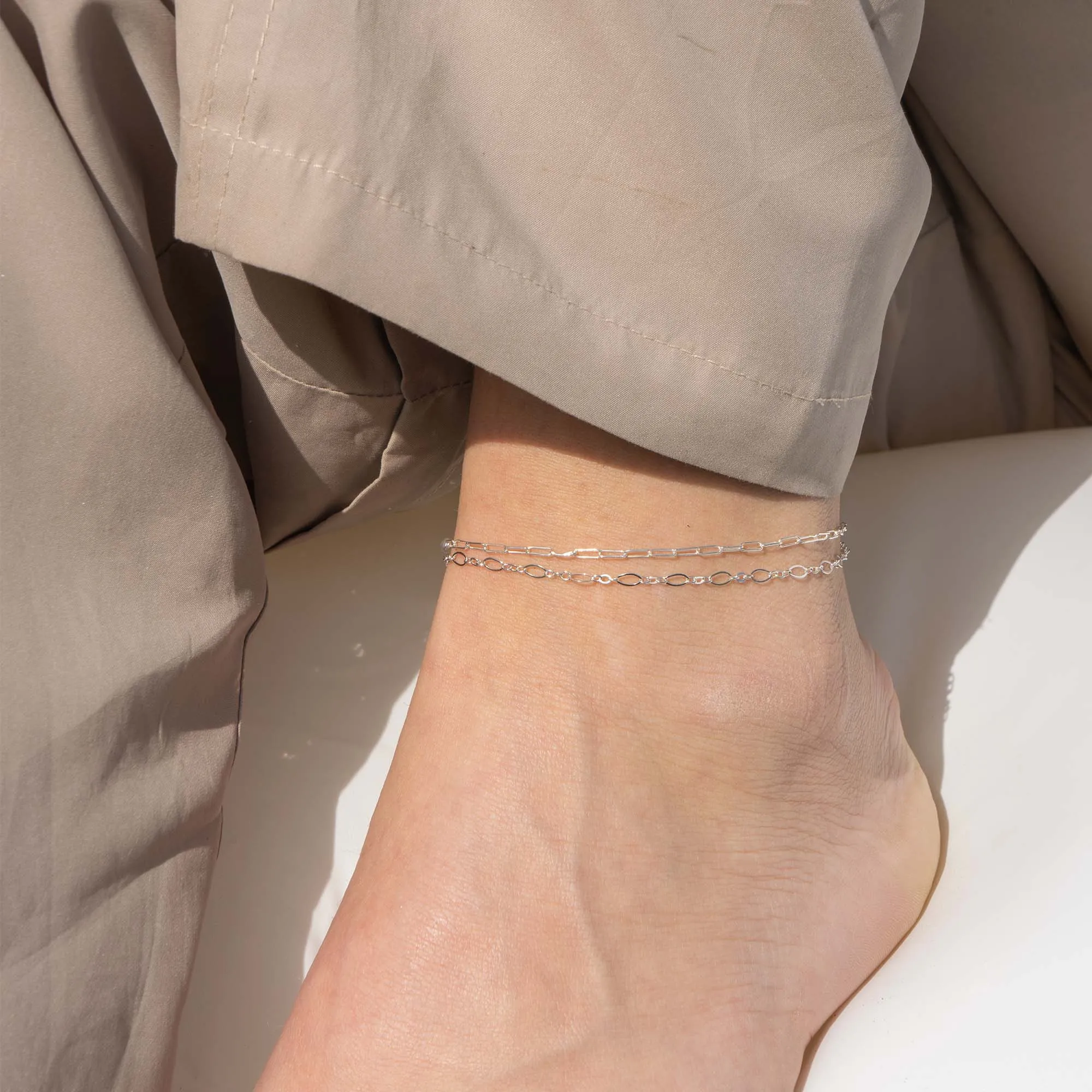 Coral anklet silver