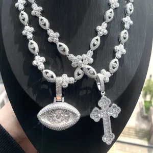 Cross Zircon Eye Pendant Hip Hop Necklace