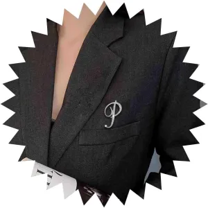 Crystal Initial Brooch Pin Letter B Brooch Pin Lapel Pin Tie Silver Letter Brooches Pin Dainty Custom Initial Brooch Decorative for Women Clothing Dress Suit(B)