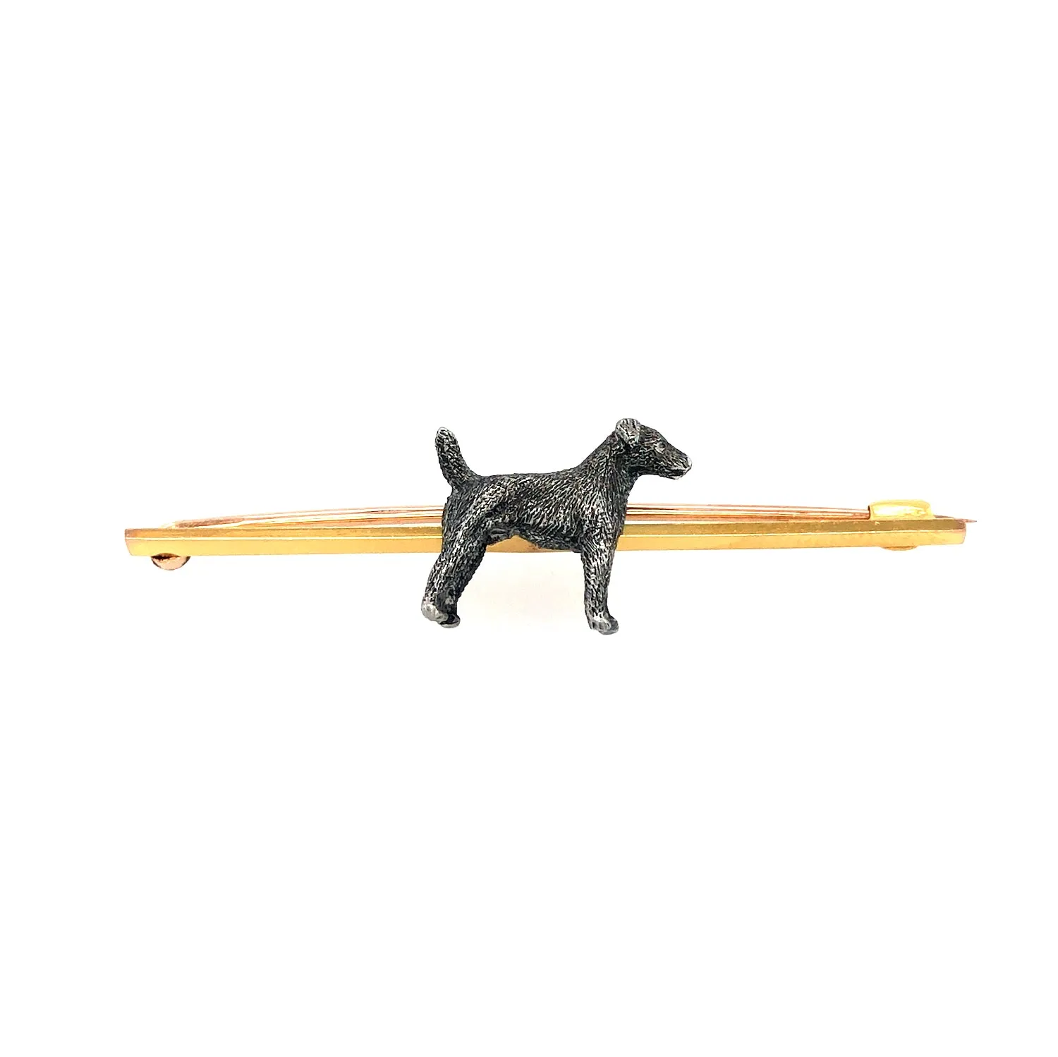 Edwardian 9ct Gold Terrier Dog Bar Brooch
