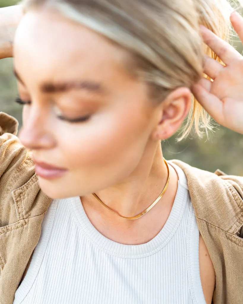 Farrah B Herringbone Chain Necklace in Gold
