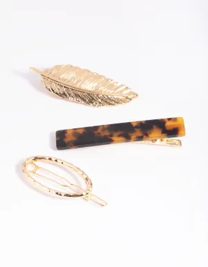Gold & Tortoiseshell Clips