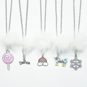 Heart Me White Fur Pom Necklaces